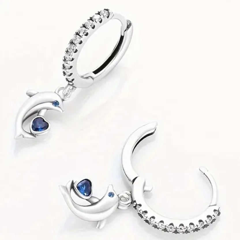 Dolphin Heart Earring