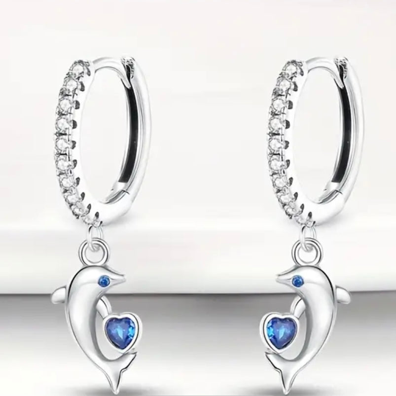 Dolphin Heart Earring
