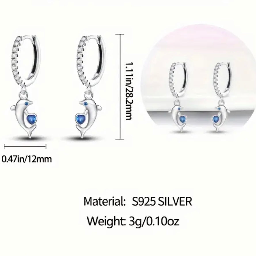 Dolphin Heart Earring