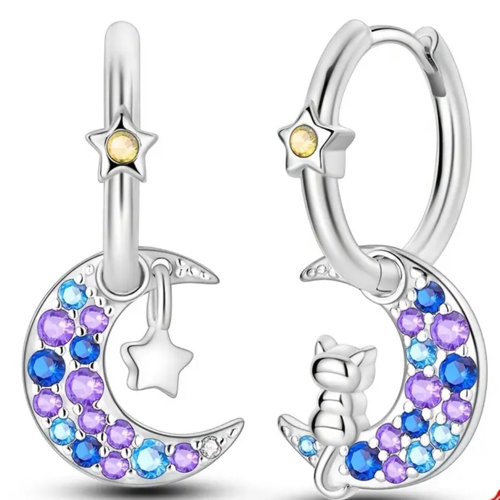 Moon Star Cat Earring