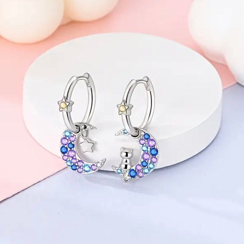 Moon Star Cat Earring