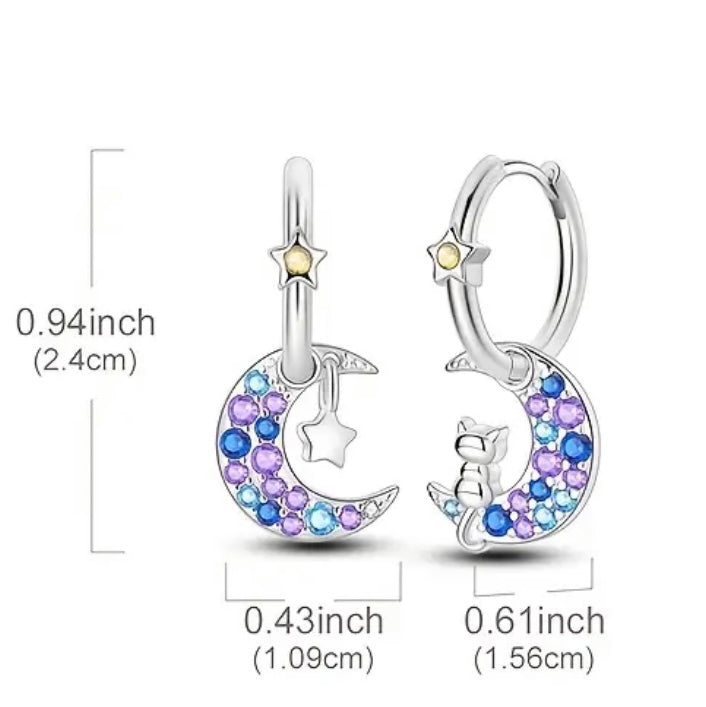 Moon Star Cat Earring