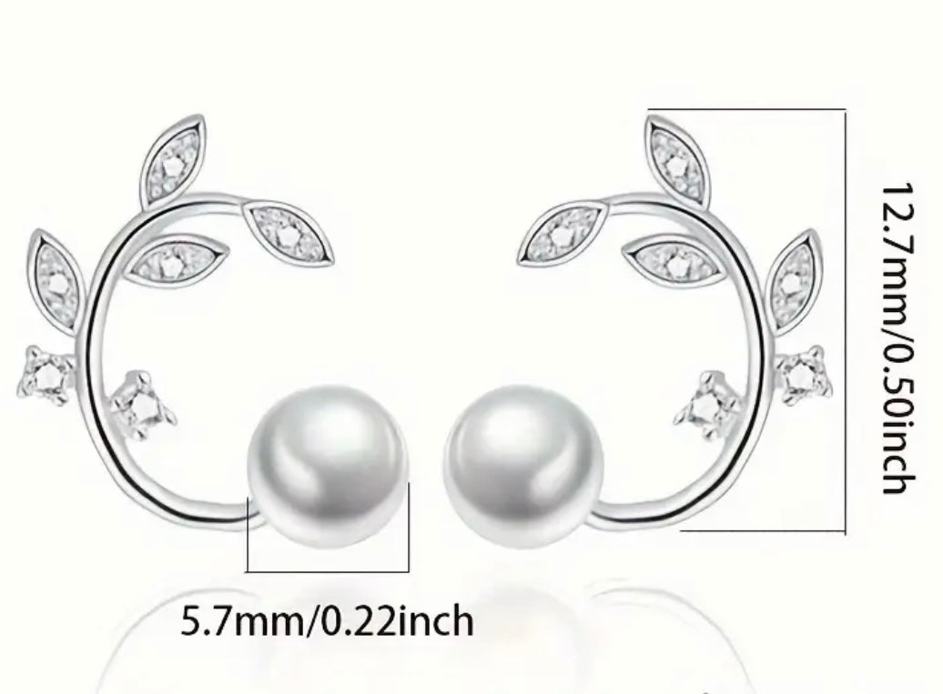Pearl Flower Branch Stud Earring