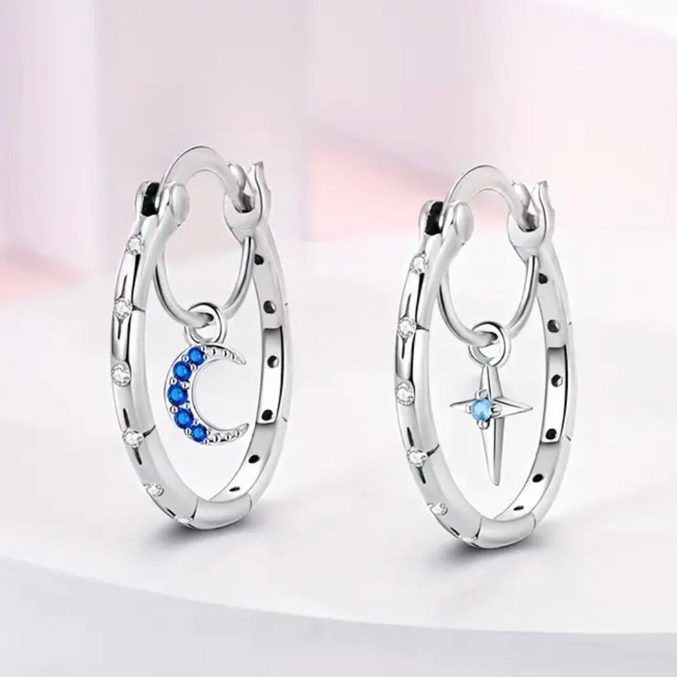 Moon Star Big Hoop Earring