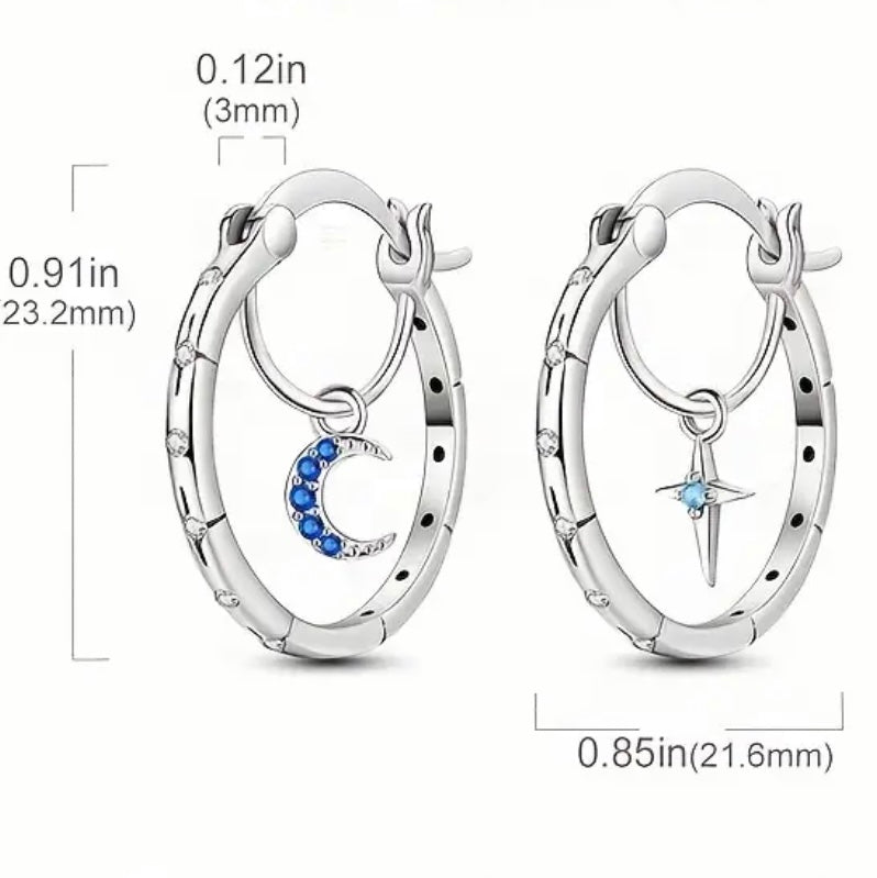Moon Star Big Hoop Earring