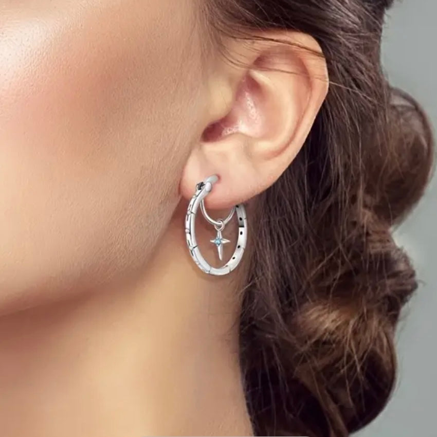 Moon Star Big Hoop Earring
