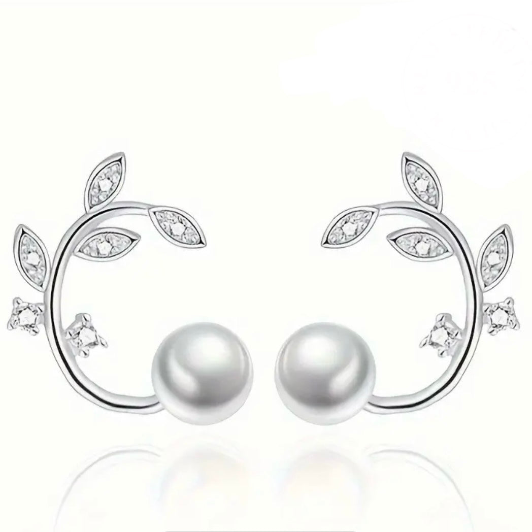 Pearl Flower Branch Stud Earring