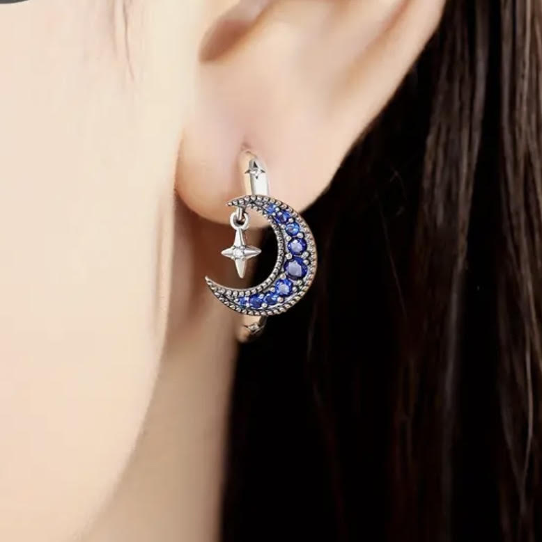 Moon Star Big Hoop Earring