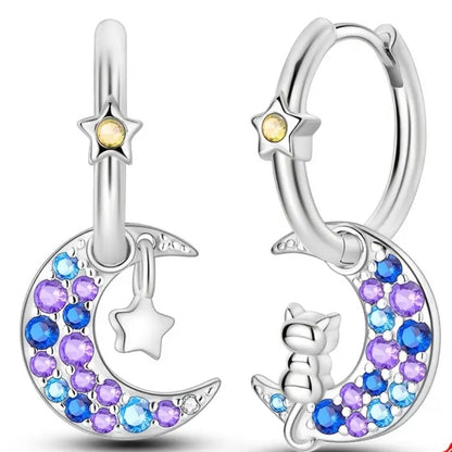 Moon Star Cat Earring