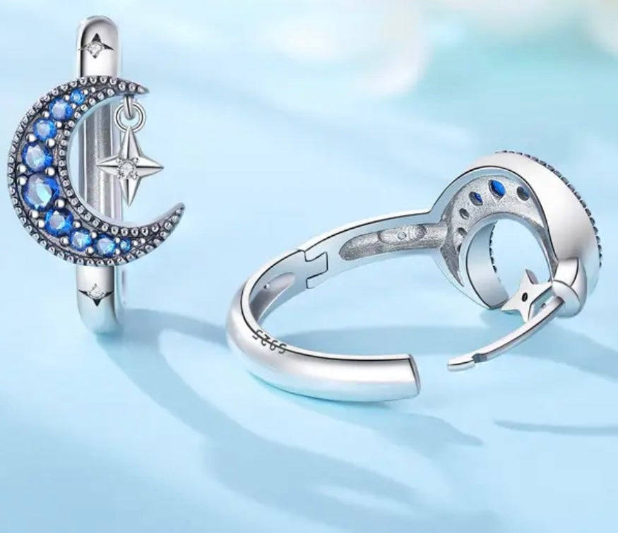 Moon Star Big Hoop Earring