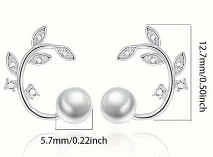 Pearl Flower Branch Stud Earring