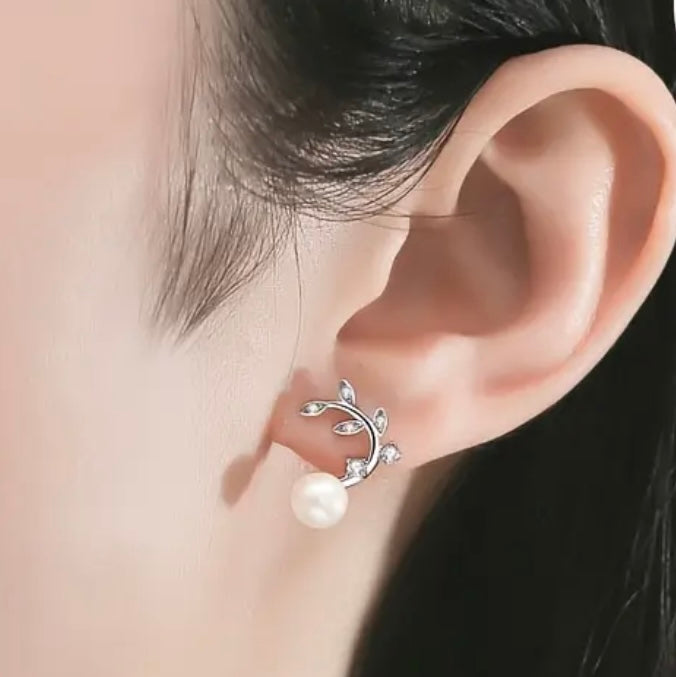 Pearl Flower Branch Stud Earring