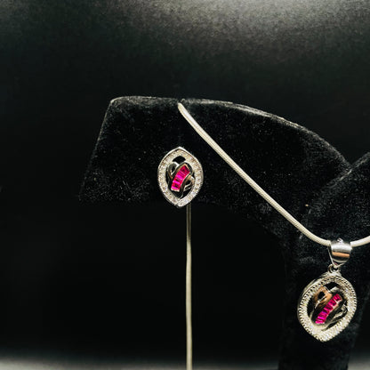 Pink Eye Pendant Set