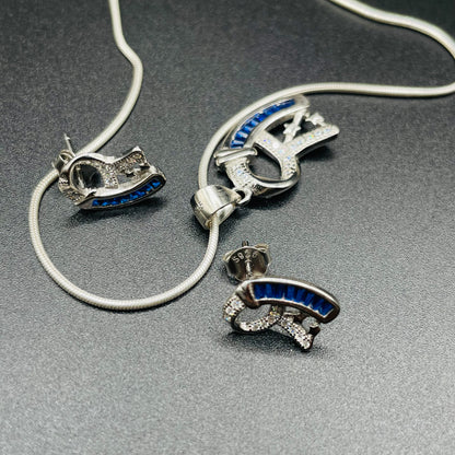 Blue R Pendant Set