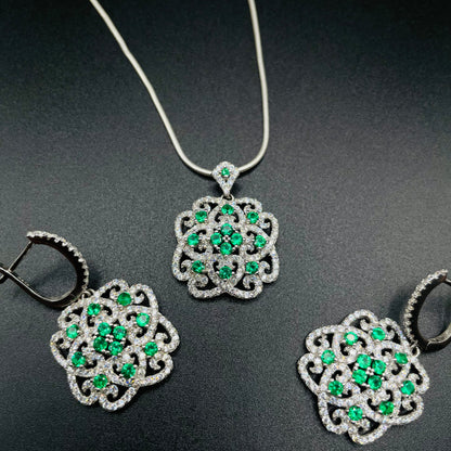 Green Galaxy Pendant Set