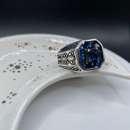 Blue Nine Stone Turkish Ring