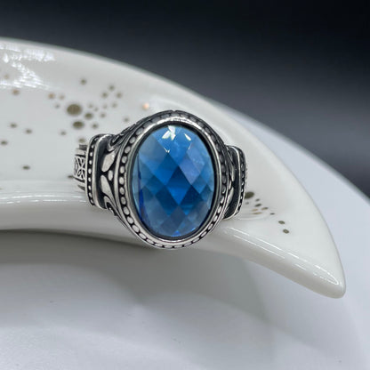 Solid Blue Designer Turkish Ring