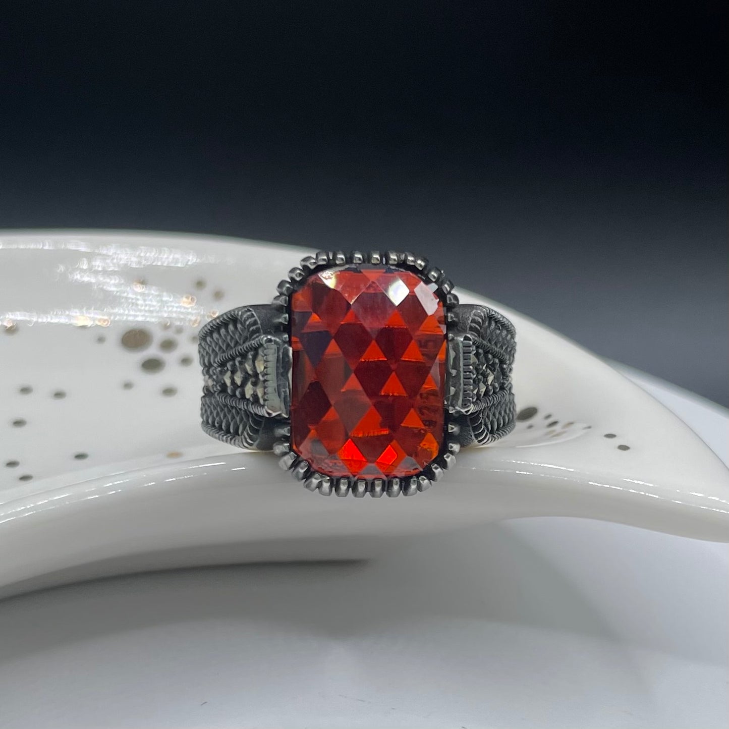 Red Designer Turkish Ring